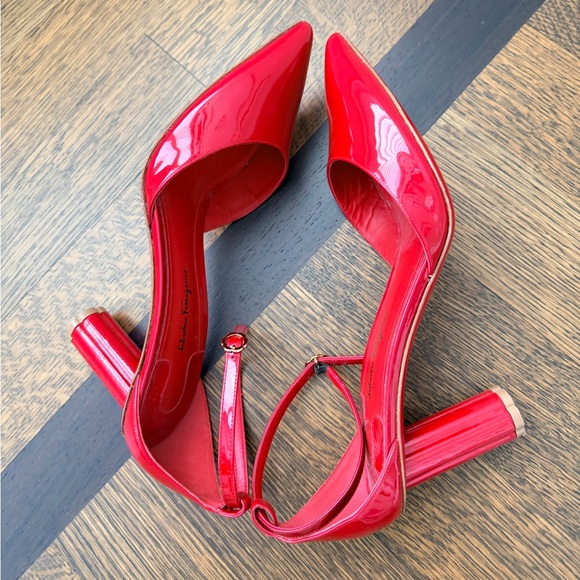 SALVATORE FERRAGAMO Sorano Red Patent Leather Pumps Shoes Size 10 Women’s NEW - Picture 8 of 14